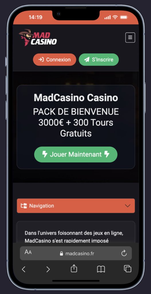Présentation de madcasino service clientèle